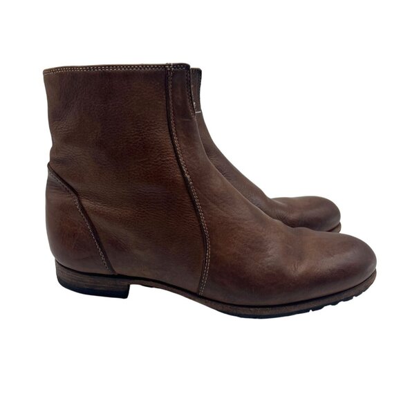 Billy Reid women's  ankle brown leather zip up booties size 7 - Picture 1 of 11